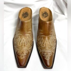 The Charlie 1 Horse Brown Leather Mules Artisan Handcrafted In Brazil Size 9.5